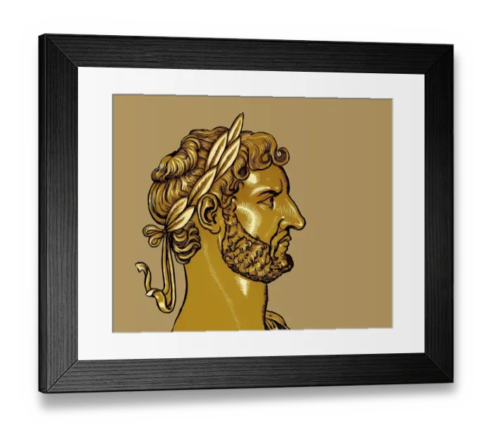 Framed Print : Hadrian or Publius Aelius Hadrianus Augustus, 76 - 138, Roman emperor, digitally edited