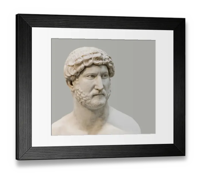 Framed Print : Hadrian or Publius Aelius Hadrianus Augustus, 76 - 138, Roman emperor, digitally edited
