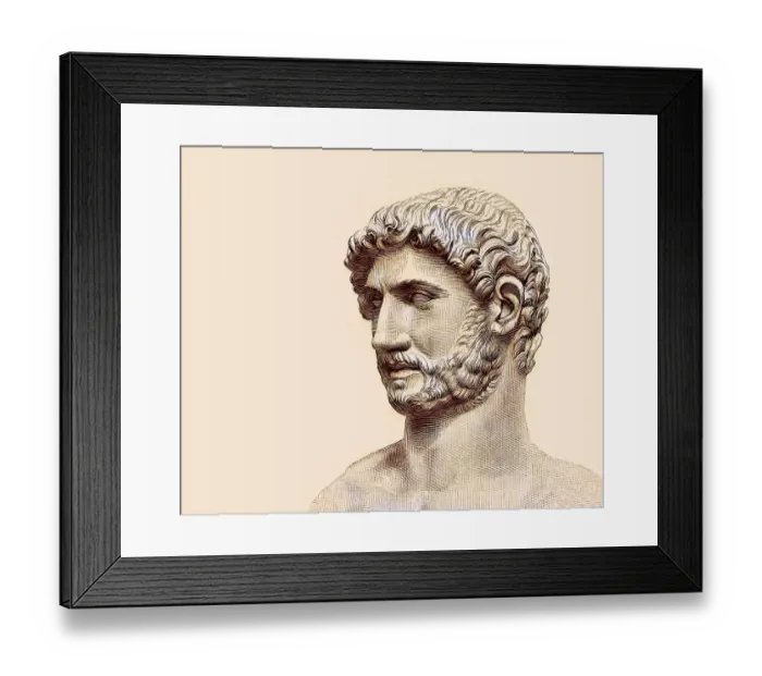 Framed Print : Hadrian or Publius Aelius Hadrianus Augustus, 76 - 138, Roman emperor, digitally edited