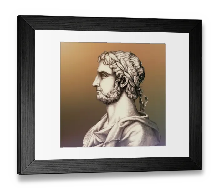 Framed Print : Hadrian or Publius Aelius Hadrianus Augustus, 76 - 138, Roman emperor, digitally edited