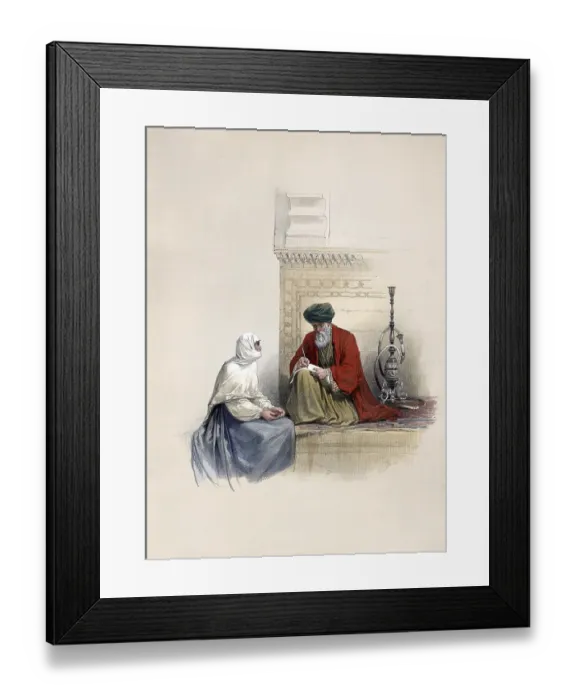Framed Print : The letter writer, scribe, Cairo, Egypt, c. 1850, Historical, digitally restored reproduction from a 19th century original, exact date unknown, AI generated, Africa