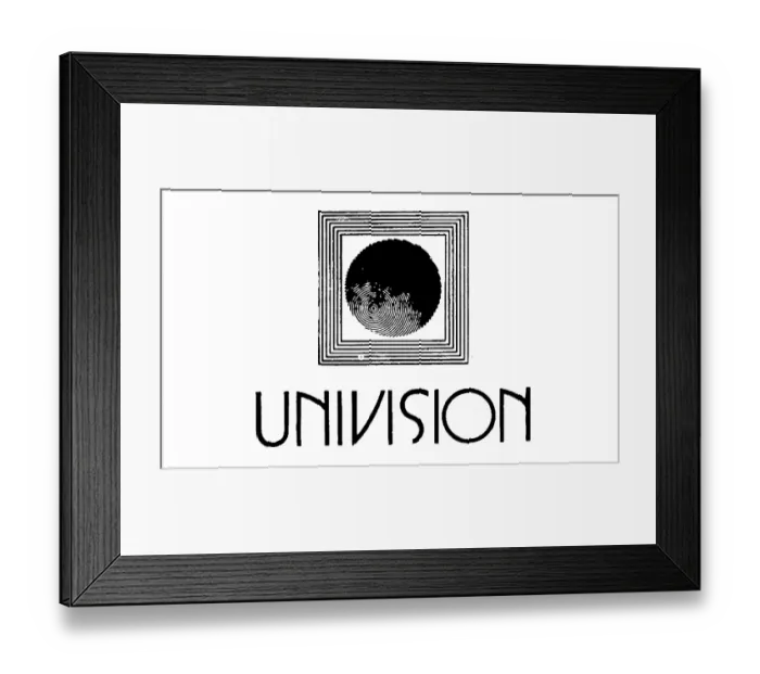 Framed Print : Univision Logo 1986, Mediatv, Historical logo from 1986 Framed Print : Univision Logo 1986, Mediatv, Historical logo from 1986