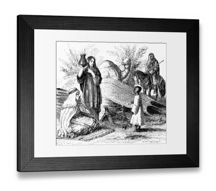 Framed Print : Nomadic Arabs, family with father, mother, child, traveller, camels, carpet, jug, tent, Arab clothing, travelling in Asia, Arabia, historical illustration 1887 Framed Print : Nomadic Arabs, family with father, mother, child, traveller, camels, carpet, jug, tent, Arab clothing, travelling in Asia, Arabia, historical illustration 1887
