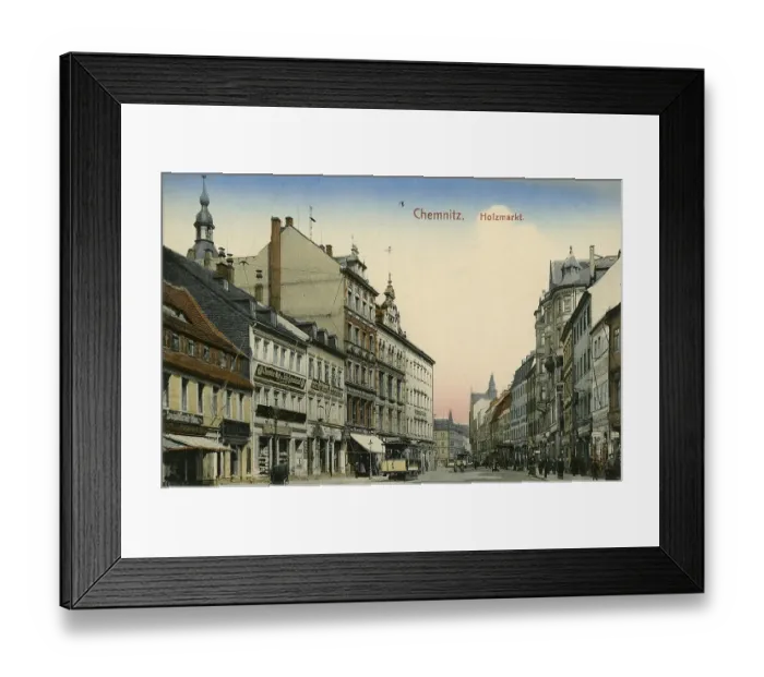 Framed Print : The timber market in Chemnitz, 1910, Saxony, Germany, digitally enhanced reproduction from a historical original, around 1900, public domain, Europe