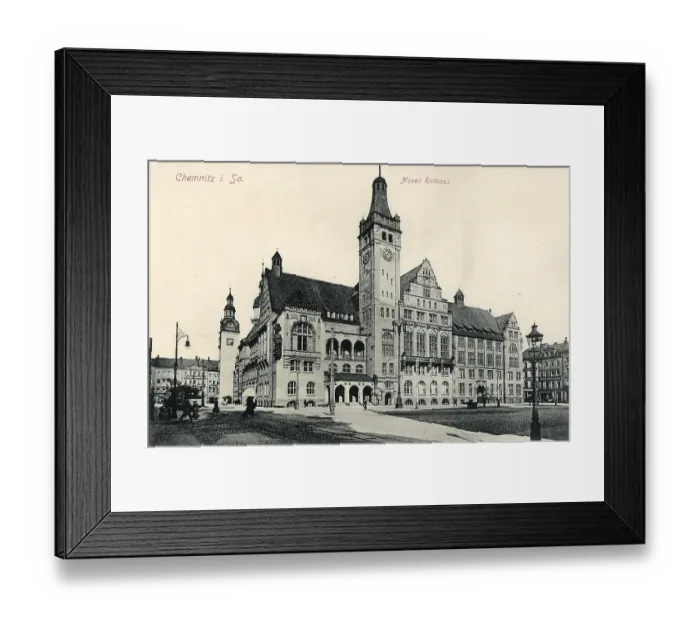 Framed Print : The new town hall in Chemnitz, 1912, Saxony, Germany, digitally enhanced reproduction from a historical original, around 1900, public domain, Europe Framed Print : The new town hall in Chemnitz, 1912, Saxony, Germany, digitally enhanced reproduction from a historical original, around 1900, public domain, Europe