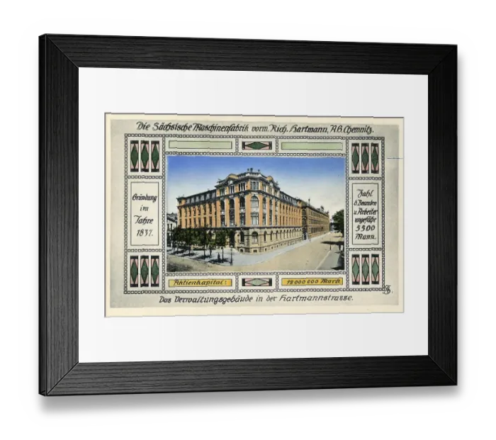 Framed Print : The Saxon machine factory of R. Hartmann in Chemnitz in 1914, Saxony, Germany, digitally enhanced reproduction from a historical original, around 1900, public domain, Europe