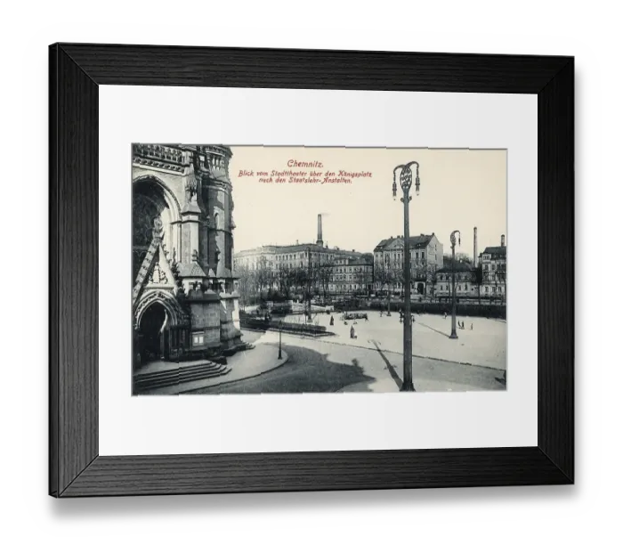 Framed Print : View from the State Theatre across Koenighsplatz to the State Teaching Institutes, 1911, Chemnitz, Saxony, Germany, digitally enhanced reproduction from a historical original, c. 1900, public domain, Europe