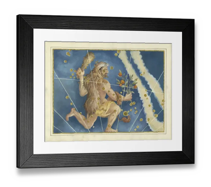 Framed Print : Astronomy. The Celestial Atlas, the Uranometria, Ptolemaic constellations, by Johann Bayer (1572 - 7 March 1625), German astronomer, Hercules, Hercules, constellation of the northern sky, digitally enhanced reproduction of a historical model Framed Print : Astronomy. The Celestial Atlas, the Uranometria, Ptolemaic constellations, by Johann Bayer (1572 - 7 March 1625), German astronomer, Hercules, Hercules, constellation of the northern sky, digitally enhanced reproduction of a historical model