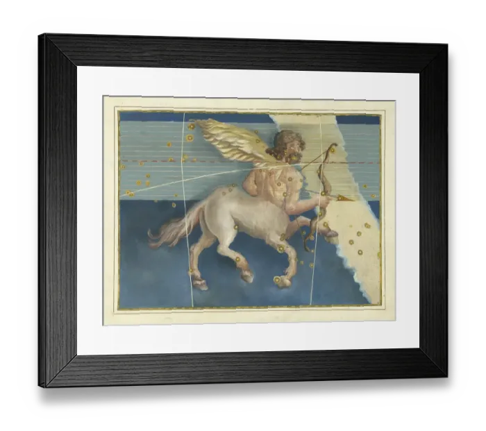 Framed Print : Astronomy. The Celestial Atlas, the Uranometria, Ptolemaic constellations, by Johann Bayer (1572 - 7 March 1625), German astronomer, Sagittarius, Sagittarius, constellation of the ecliptic, digitally enhanced reproduction of a historical model