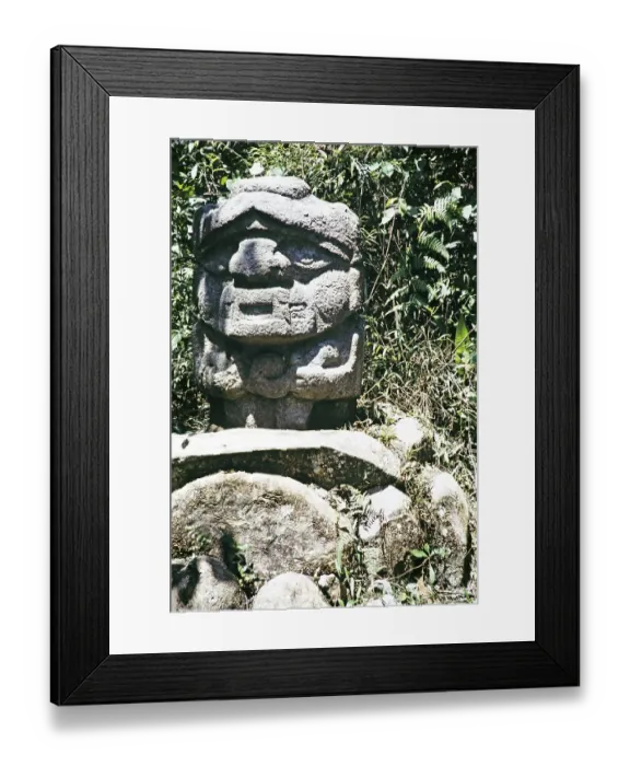 Framed Print : Stone megalith statue, Archaeological Park, San Agustin, Colombia, South America 1961, South America