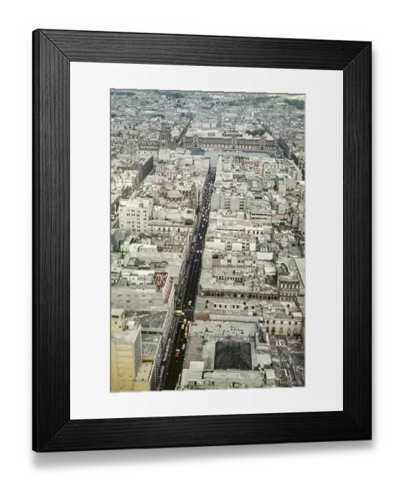 Framed Print : Aerial view of the historic centre with a view of the cathedral and the National Palace, Ciudad de Mexico, Mexico City, CDMX, Mexico around 1961