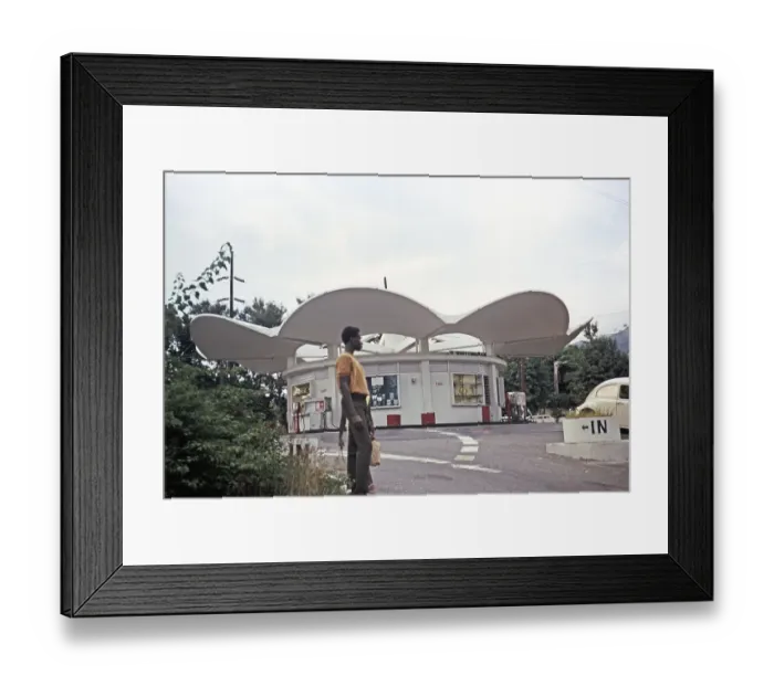 Framed Print : Modern architecture D. Whittingham petrol station, Kingston, Jamaica 1970