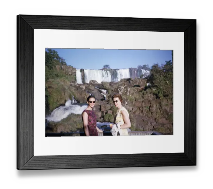 Framed Print : The Iguazu Falls on the Iguazu River on the border between Brazil and Argentina, South America, 1962 two female tourists Framed Print : The Iguazu Falls on the Iguazu River on the border between Brazil and Argentina, South America, 1962 two female tourists