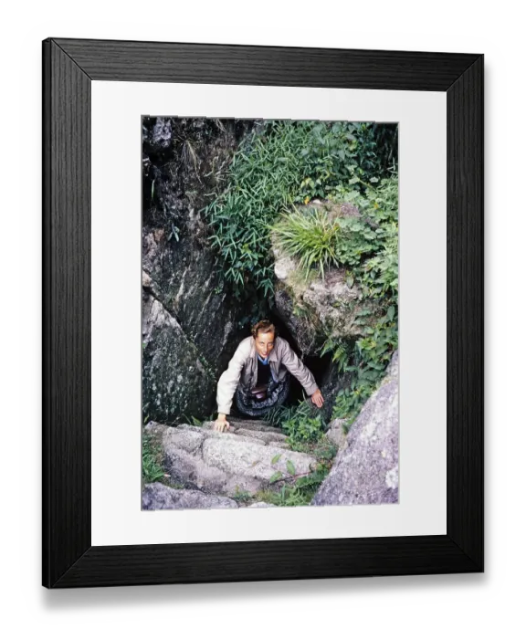 Framed Print : Female tourist exploring the ruins of Machu Picchu, Peru, South America around 1962, South America