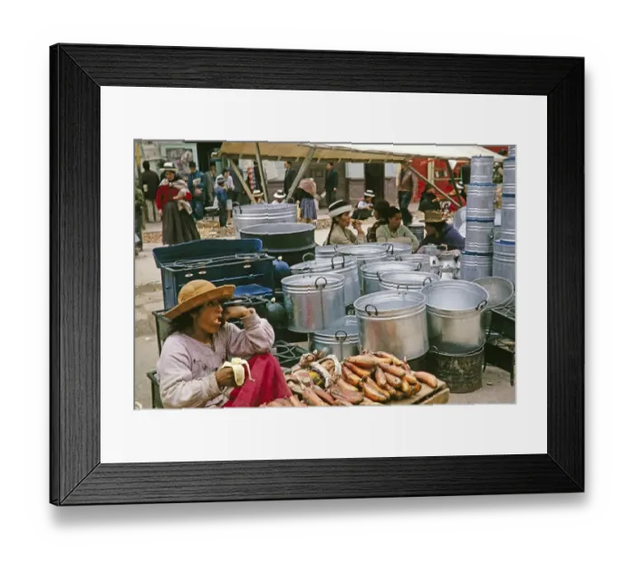 Framed Print : Trader with baby, street market, Huancayo, Peru, South America around 1962, South America