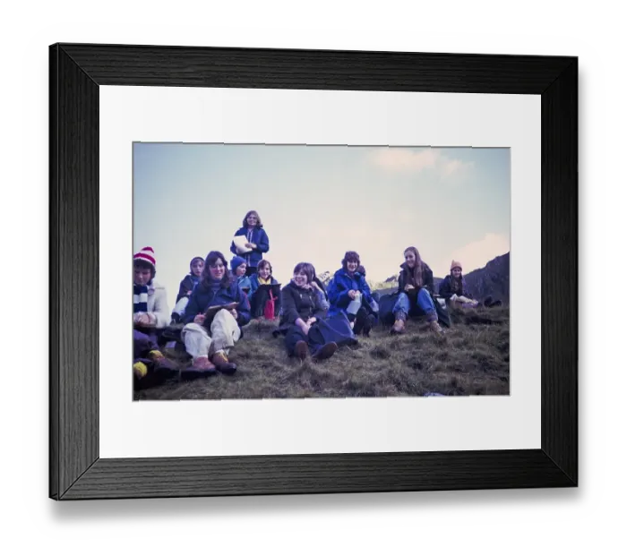 Framed Print : Secondary school girls doing fieldwork in geography, Great Britain 1970s Girls doing fieldwork, making observations and notes 1974