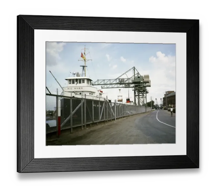 Framed Print : Pic River cargo ship (built 1896) and quayside cranes, Welland canal, St Lawrence seaway, Great Lakes, Ontario, Canada, North America 1963, North America Framed Print : Pic River cargo ship (built 1896) and quayside cranes, Welland canal, St Lawrence seaway, Great Lakes, Ontario, Canada, North America 1963, North America