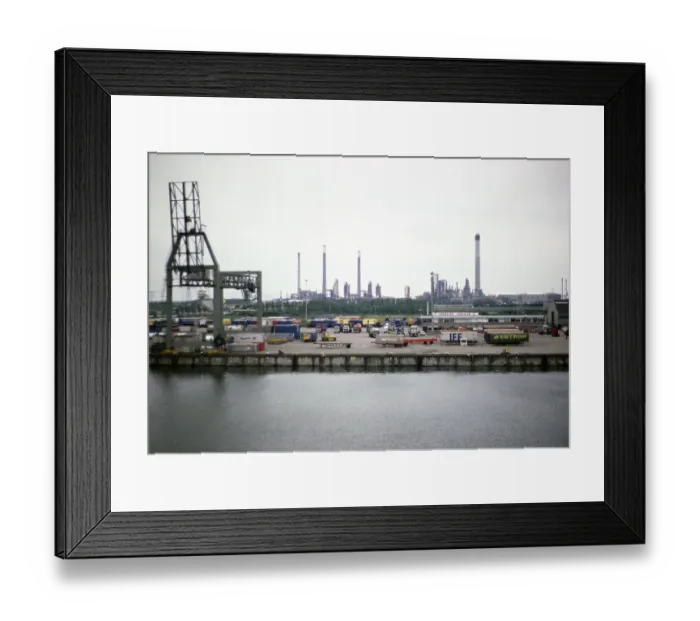 Framed Print : Oil refinery and Townsend Thoreson quay, harbour of Rotterdam, Netherlands, around 1987