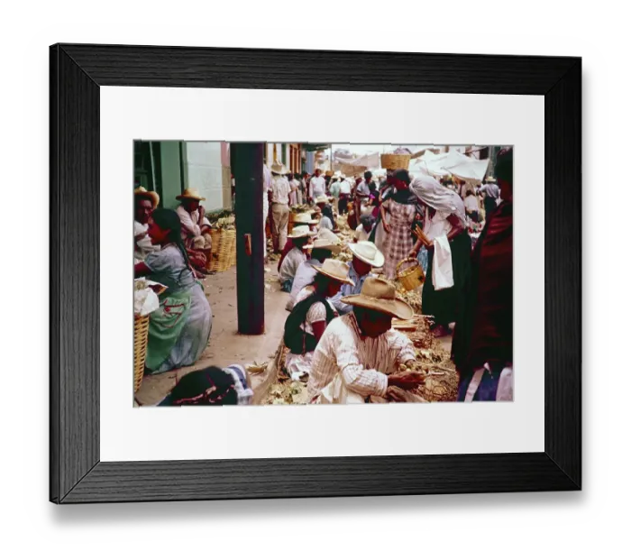 Framed Print : Street vendors and shoppers, market day in Oaxaca, Mexico, around 1961, Central America
