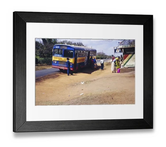 Framed Print : People boarding a local bus on the route between Area 12 and Lilongwe market, Malawi, Southern Africa 1989, Africa