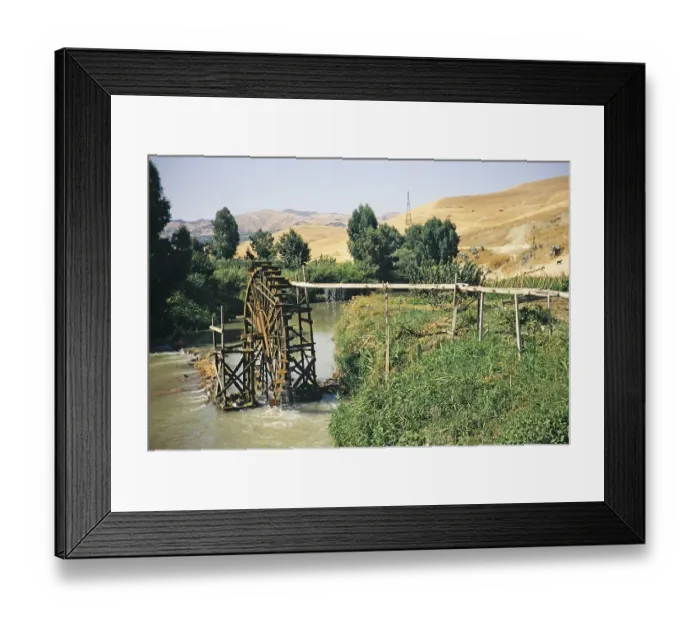 Framed Print : Water wheel supplying the irrigation canal with water from the river, west of Fez, Morocco, North Africa, 1971, Africa Framed Print : Water wheel supplying the irrigation canal with water from the river, west of Fez, Morocco, North Africa, 1971, Africa