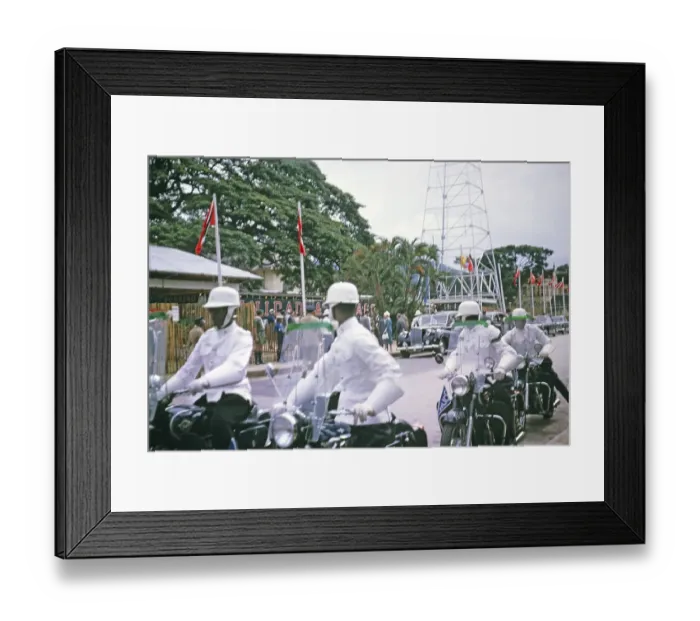 Framed Print : Independence Day, 31 August 1962, Port of Spain, Trinidad and Tobago, West Indies motorcycle cavalcade and cars for dignatories, Central America Framed Print : Independence Day, 31 August 1962, Port of Spain, Trinidad and Tobago, West Indies motorcycle cavalcade and cars for dignatories, Central America