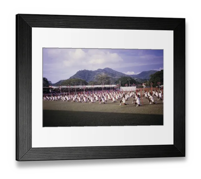Framed Print : Display of physical education gymnastics by school children, Port of Spain, Trinidad c 1962 independence pageant Framed Print : Display of physical education gymnastics by school children, Port of Spain, Trinidad c 1962 independence pageant