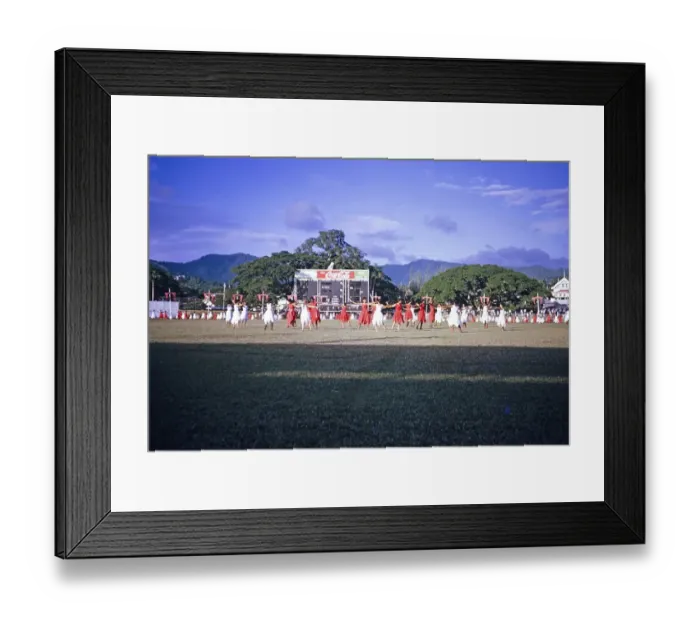 Framed Print : Display of physical education gymnastics by school children, Port of Spain, Trinidad c 1962 independence pageant