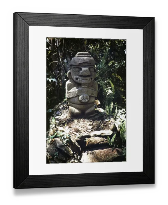 Framed Print : Stone megalith statue, Archaeological Park, San Agustin, Colombia, South America 1961, South America