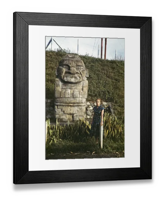 Framed Print : Pre-Columbian monument carved in stone in the city park, Medellin, Colombia, South America 1961, South America Framed Print : Pre-Columbian monument carved in stone in the city park, Medellin, Colombia, South America 1961, South America