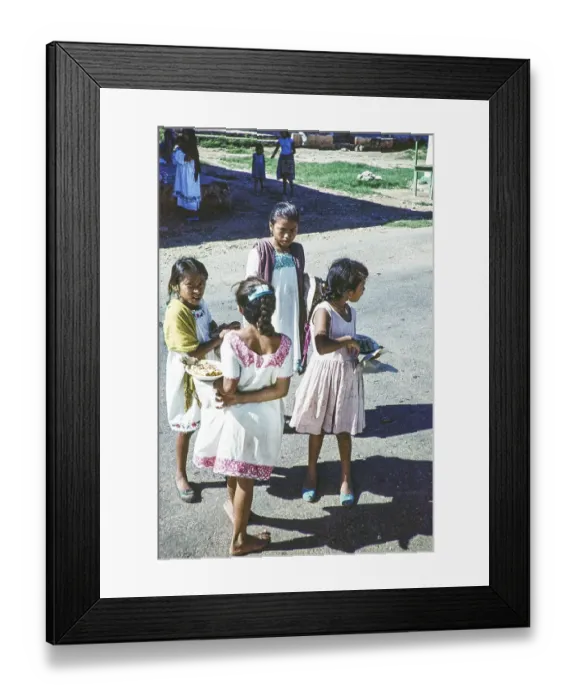 Framed Print : Pretty Mayan girl in huipil dresses, Mexico, 1961, Central America