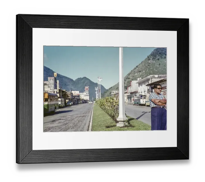 Framed Print : Historic street lighting on the main street in the city of Orizaba, state of Veracruz, Mexico 1961