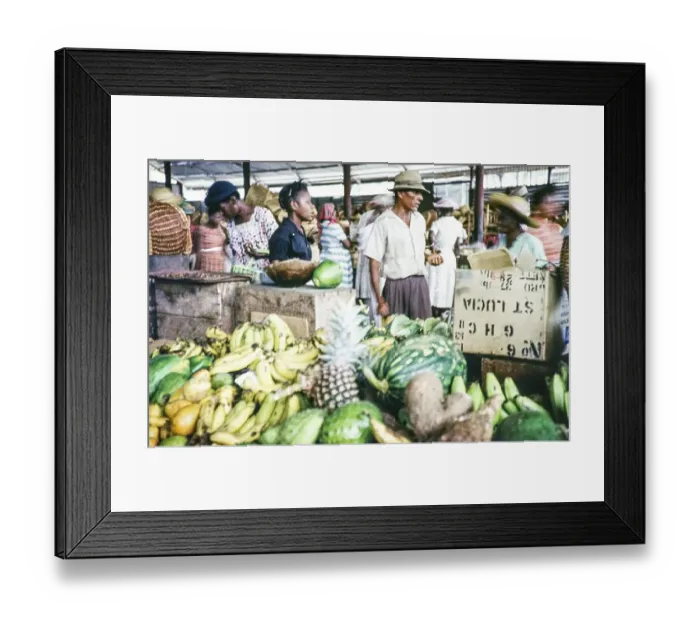 Framed Print : People at the fruit market in Castries, St Lucia, West Indies, early 1960s