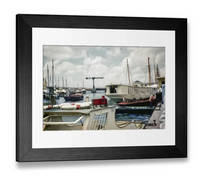 Framed Print : Boats in the fishing harbour, Willemstad, Curacao, Dutch Caribbean, early 1960s, South America Framed Print : Boats in the fishing harbour, Willemstad, Curacao, Dutch Caribbean, early 1960s, South America