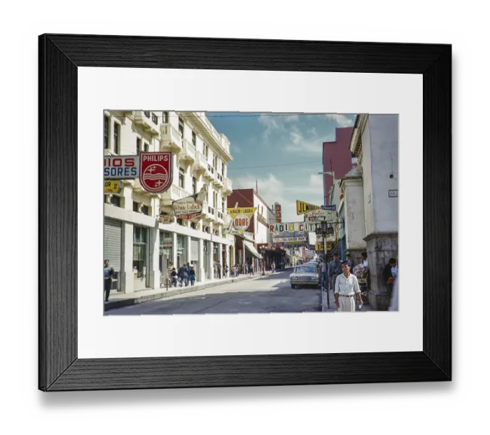 Framed Print : Main shopping street in the city centre CBD, city centre of Guatemala City, Guatemala, Central America around 1961, Central America