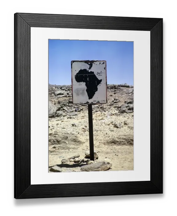 Framed Print : Sign for crossing the Tropic of Cancer on the Trans-Saharan Highway, Sahara Desert, Algeria, North Africa 1973, Africa