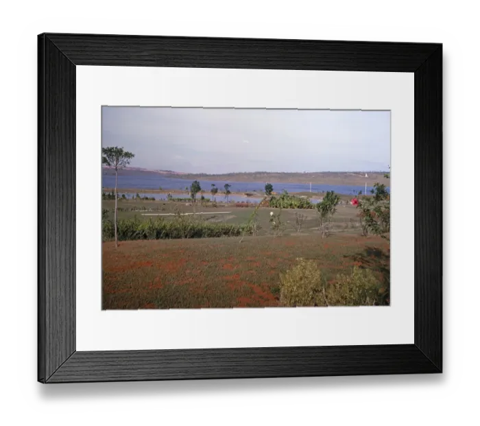 Framed Print : Gardens and view of the lake from the presidential palace, Palacio da Alvorada, Federal District, Brazil, 1962, South America Framed Print : Gardens and view of the lake from the presidential palace, Palacio da Alvorada, Federal District, Brazil, 1962, South America