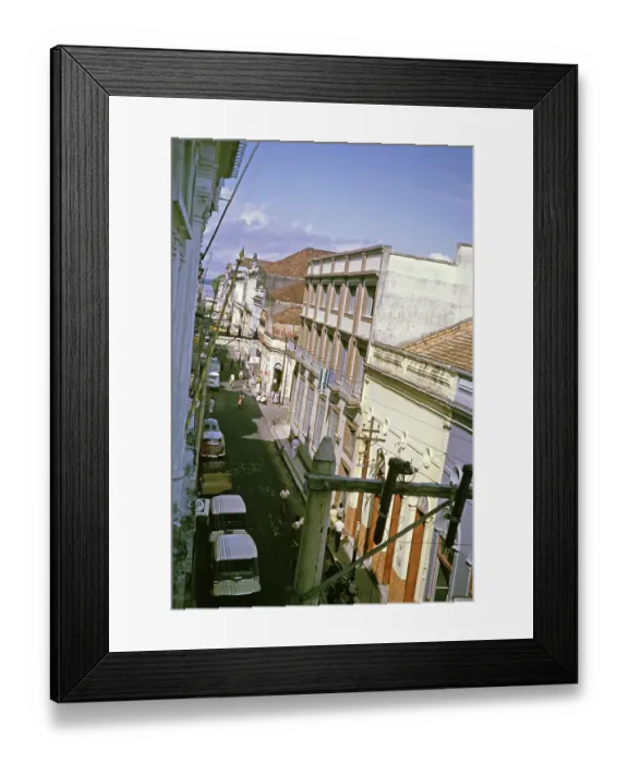 Framed Print : Historic buildings in a street in the city centre of Manaus, Brazil 1962