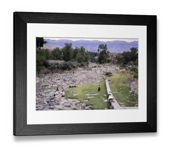 Framed Print : Women washing clothes by the river, Ayacucho, Peru, South America 1962, South America