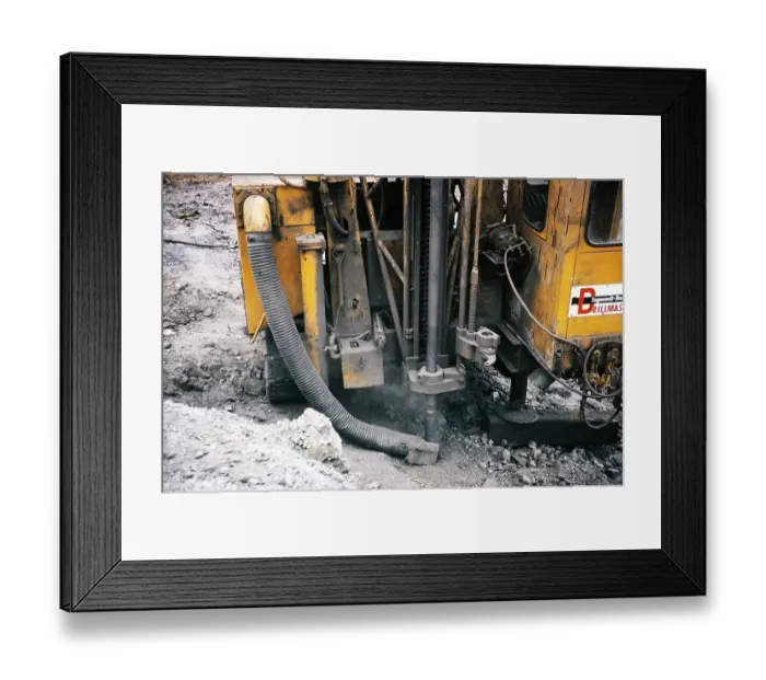 Framed Print : Mining in Cerro de Pasco, Peru, South America, around 1962 Drilling machine in the Mc Cune open-cast mine, South America