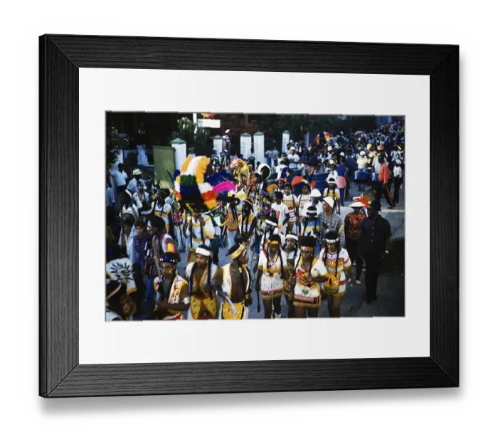 Framed Print : People in colourful costumes at the carnival parade in Port of Spain, Trinidad 1963 with the inscription Red Indians Framed Print : People in colourful costumes at the carnival parade in Port of Spain, Trinidad 1963 with the inscription Red Indians