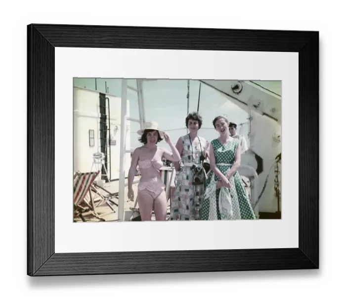 Framed Print : Three British teachers on the P&O ship SS Iberia, travelling to Trinidad around 1961