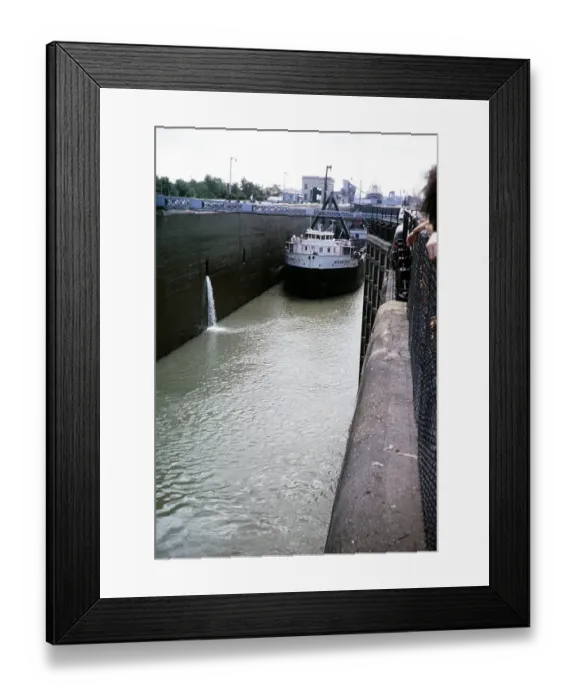 Framed Print : Midland Prince cargo ship (1907-1968) in lock of Welland canal, St Lawrence seaway, Great Lakes, Ontario, Canada, North America 1963, North America