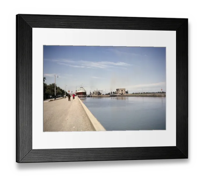 Framed Print : Ship on the Welland Canal, St Lawrence Seaway, Great Lakes, Ontario, Canada, North America 1963, North America