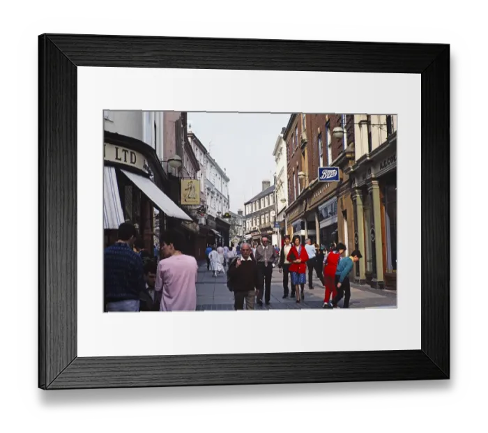 Framed Print : Shoppers in the pedestrian zone of London Street, Norwich, Norfolk, England, Great Britain 1987