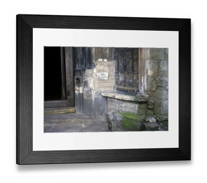 Framed Print : Flood levels recorded on the wall of St Margaret's Church, Kings Lynn, Norfolk, England, UK 1987 Framed Print : Flood levels recorded on the wall of St Margaret's Church, Kings Lynn, Norfolk, England, UK 1987