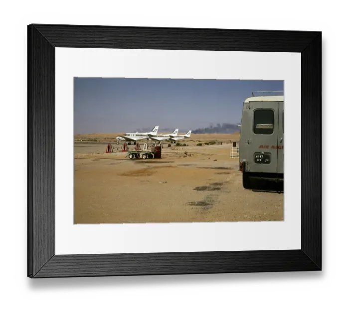 Framed Print : Oued Irara Krim Belkacem Airport, Hassi Messaoud, Ouargla Province, East Algeria, North Africa 1973 Beech 70 Queen Air twin propeller aircraft on the runway, Air Algerie Societe Nationale de Transport et Travail Aerien