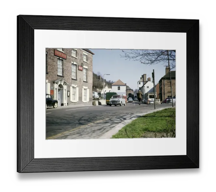 Framed Print : Tontine Hotel and Road, Ironbridge, Shropshire, England, UK 1972
