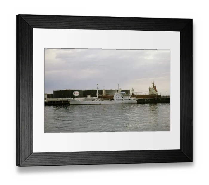 Framed Print : Ship and Esso oil tanks, harbour of Dakar, Senegal, West Africa 1978, Africa