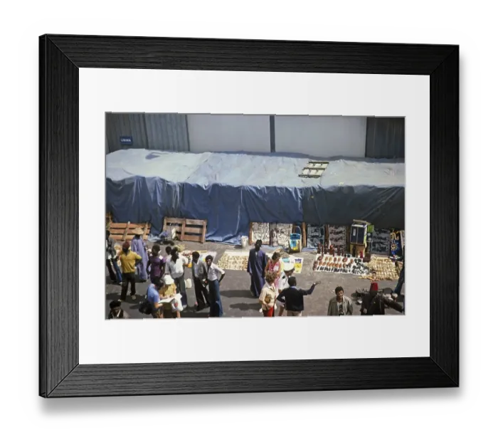 Framed Print : Traders selling tourist souvenirs to ship passengers, harbour of Dakar, Senegal, West Africa, 1978, Africa